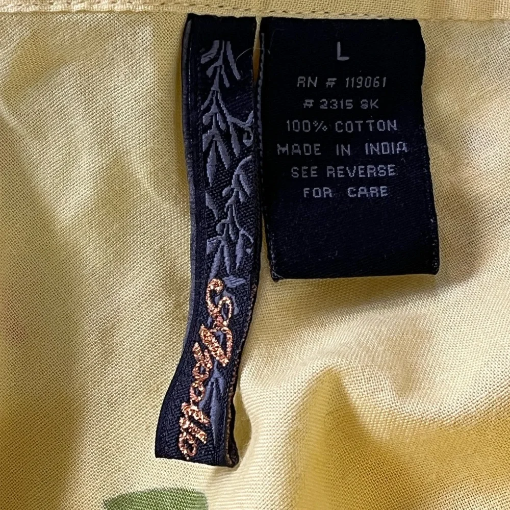 APOLLO Bright Yellow Floral Cotton Skirt Sz L - Picture 2 of 3